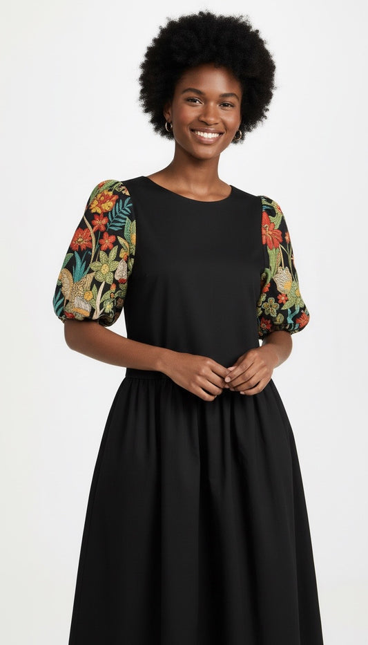 Long Black Frida Kahlo Dress