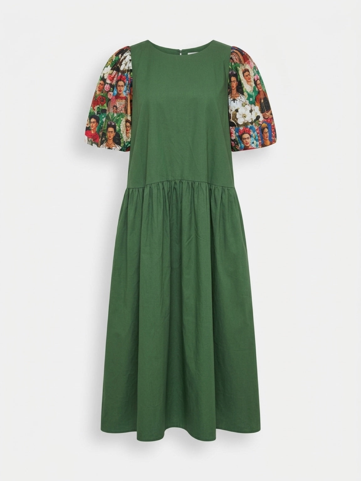Long Green Frida Kahlo Dress II