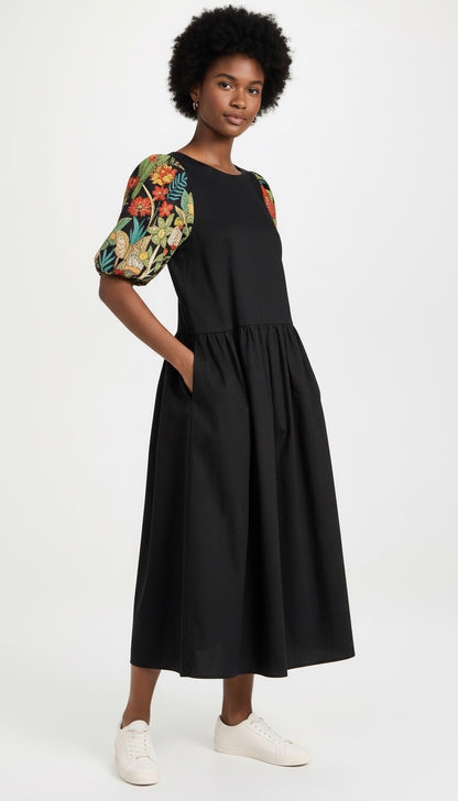 Long Black Frida Kahlo Dress