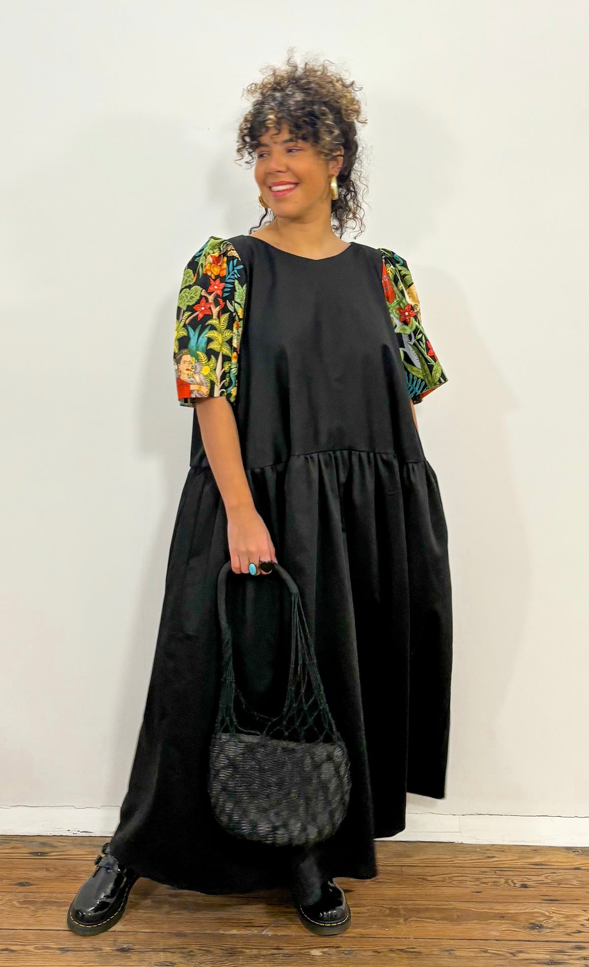 Long Black Frida Kahlo Dress